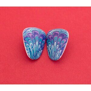 Vintage Ceramic Colorful Dainty Delicate Abstract Earrings by Avon - F8